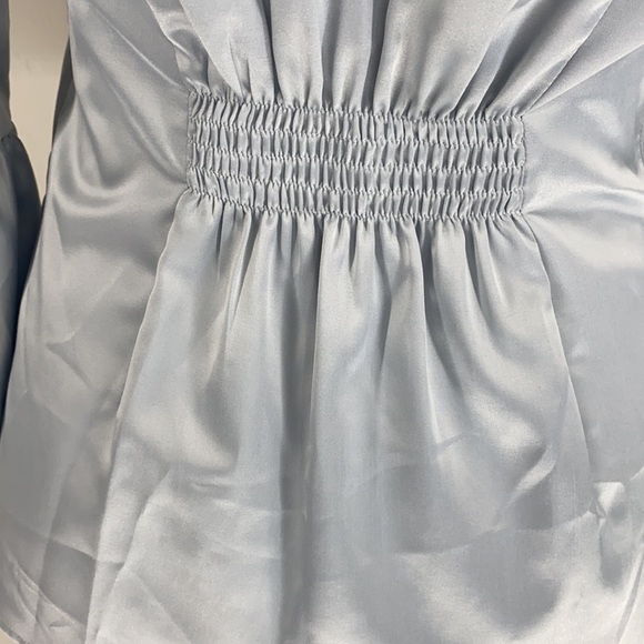 BCBG Pearl Gray Puffy Sleeve Blouse - Picture 8 of 13